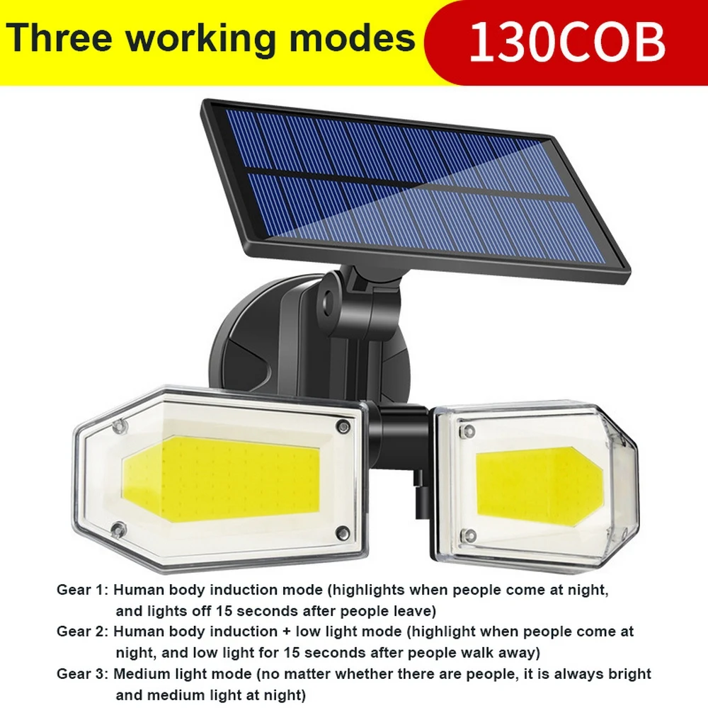 

Солнечный настенный светильник, светодиодный, с тремя вращающимися головками, новый индукционный садовый светильник, водонепроницаемый св...