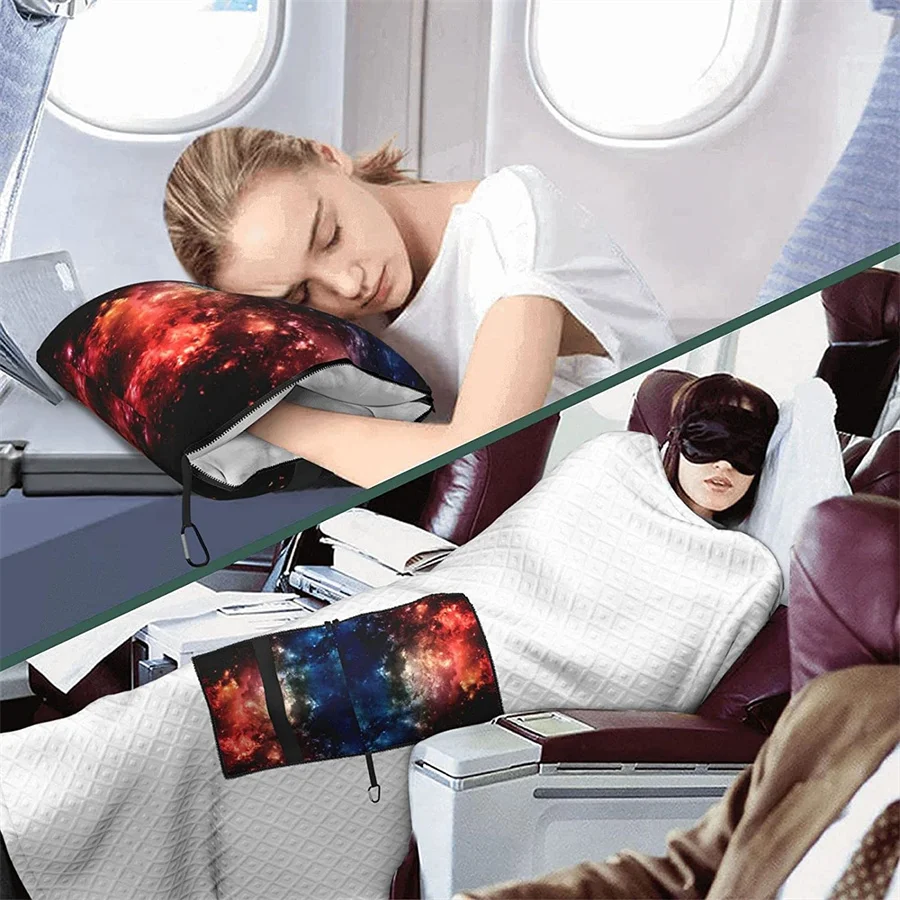 vender O Misterioso Galaxy Travel Travesseiro Cobertor Dois-em-um Mochila Cinta E Compacto Avião Saco Cintura Suporte 60x43 Polegadas