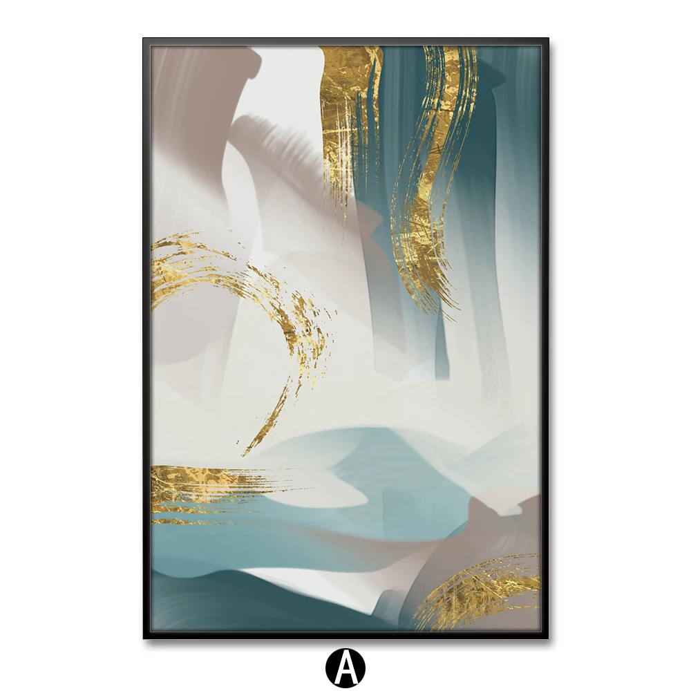 Абстрактная Настенная картина с золотом и жидкостью настенный плакат на холсте