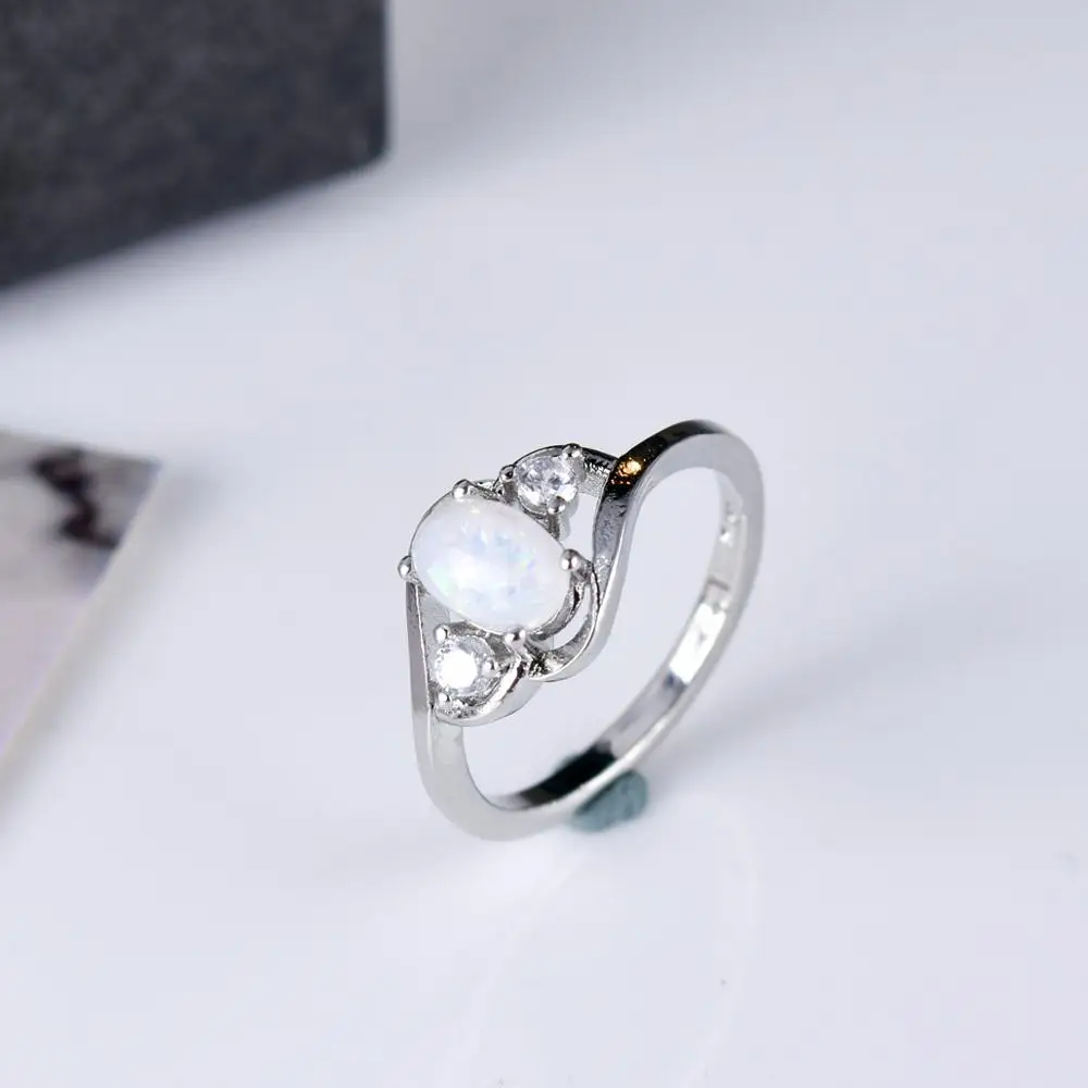 

Dainty Oval Fire Opal Rings for Women Silver Colour CZ Engagement Rings Promise Ring Wedding Jewelry Rings