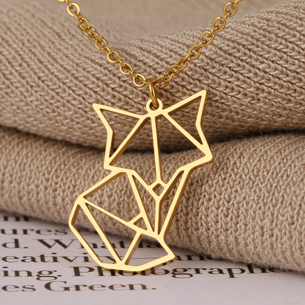 Stainless Steel Necklaces Hollow Fox Animal Pendant Choker Men's Chain Fashion Necklace For Women Jewelry Party Gifts One Piece
