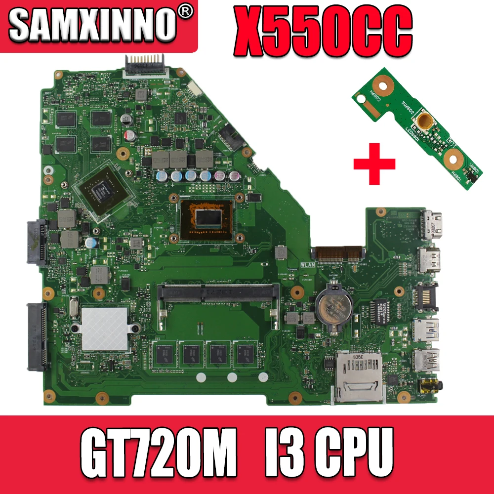 Для For Asus X550C X552C X550CC R510CC DDR3 Материнская плата для ноутбука GT 720M 2GB I3 CPU 4GB RAM HM76 REV: 2 0