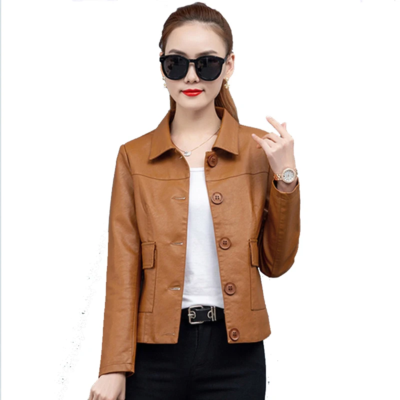 Женская короткая куртка из ПУ кожи демисезонная тонкая маленькая мотоциклетная