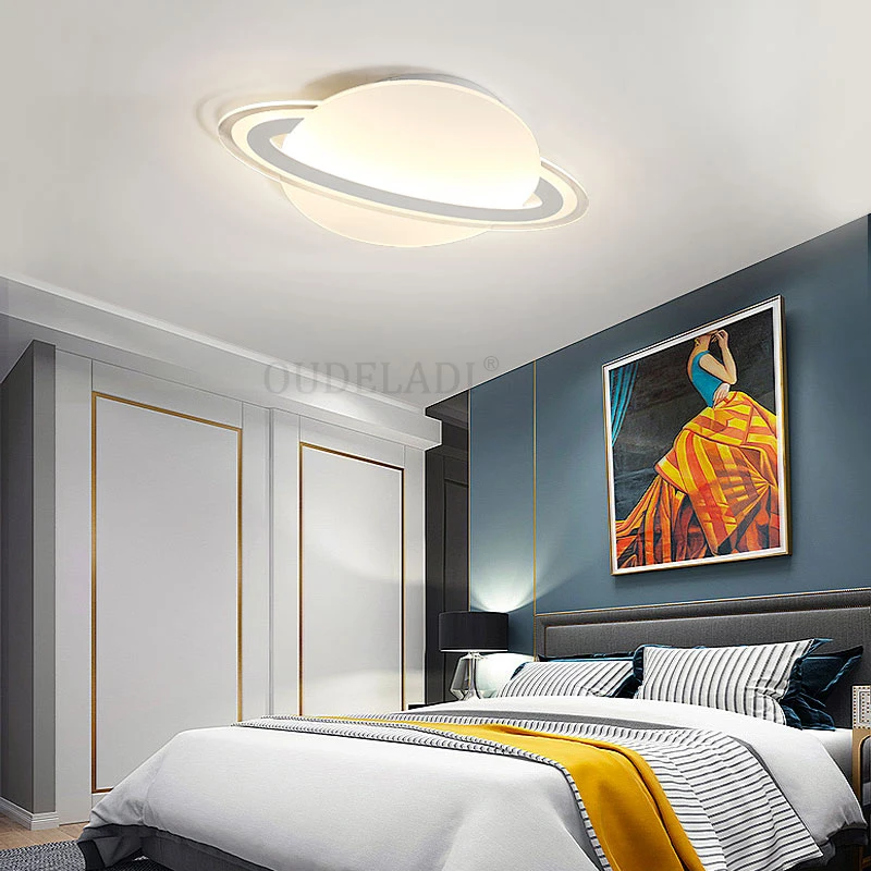 $29.76 Children's room lamp simple modern bedroom lamp boy and girl study ultra-thin elliptical cartoon planet led ceiling lamp