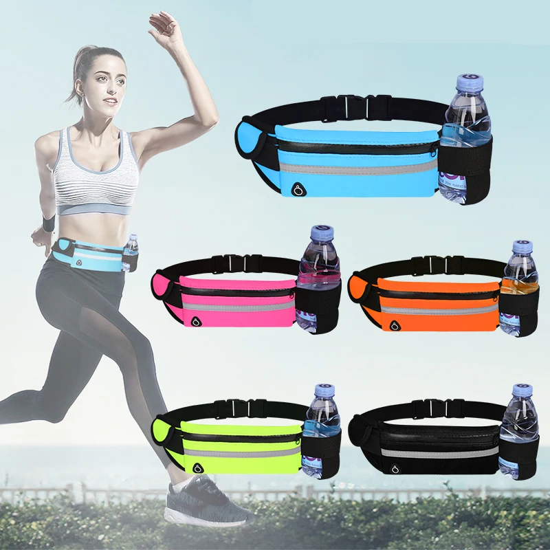 

Sports Running Waist Bag Unisex Mobile Phone Running Belt Waterproof Men Women Tactical Invisible Running Bag with Drink Holder
