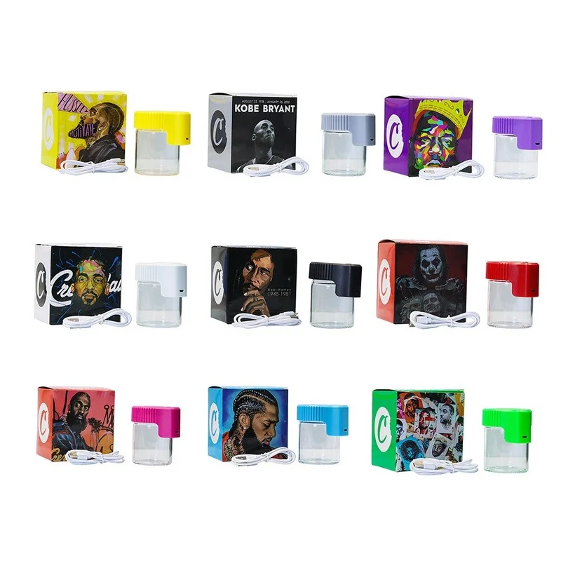 

Cookies Luminous Transparent Storage Tank Plastic&Glass Light-up Led Jar Frosted Sealed Pill Box 155ml Vacuum Tobacco Herb Box