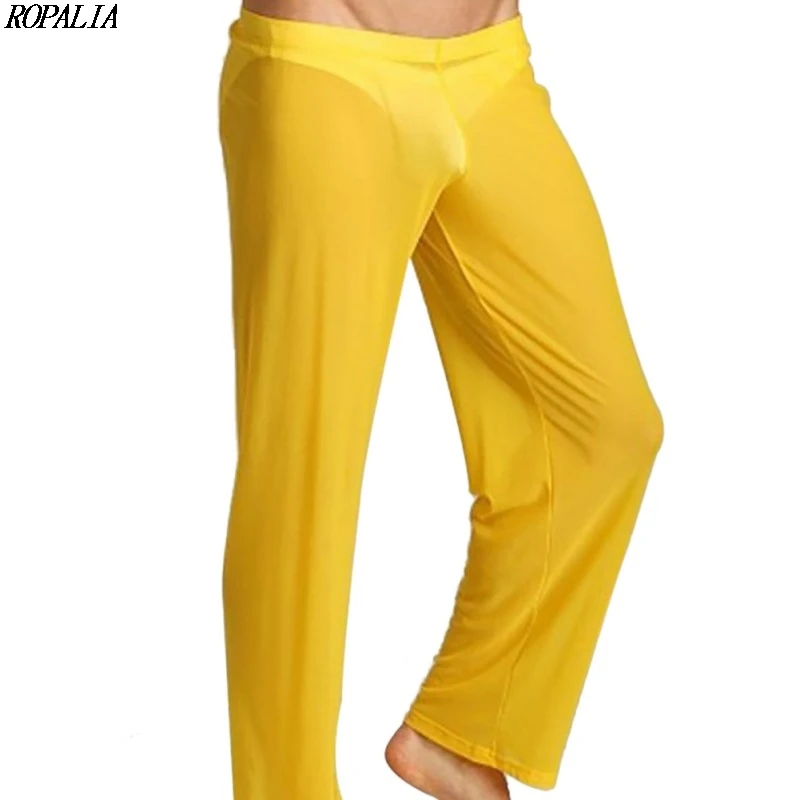 Мужская женственная сетчатая Прозрачная свободная одежда для сна прямые брюки