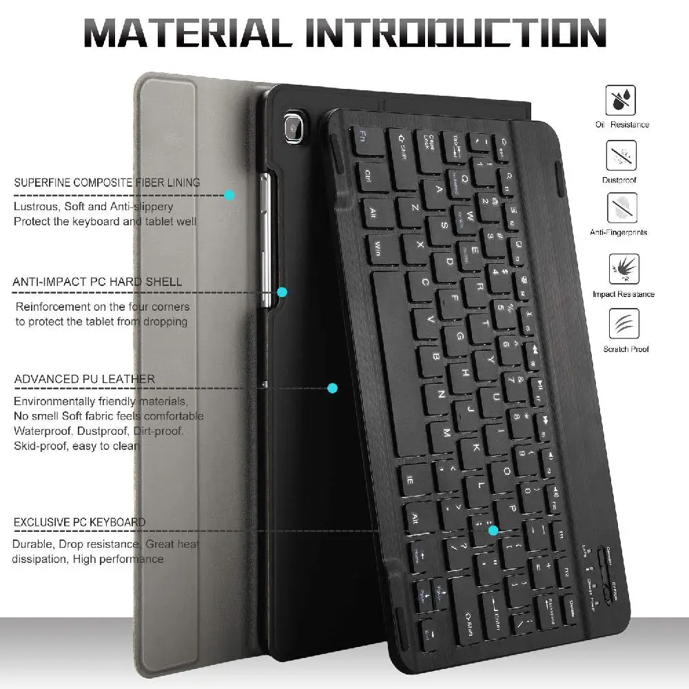 

For Samsung Galaxy Tab 10.5" Tablet Protective Case 2 In 1 Bluetooth Keyboard Case Cover Rechargeable/Removable Keyboard Case