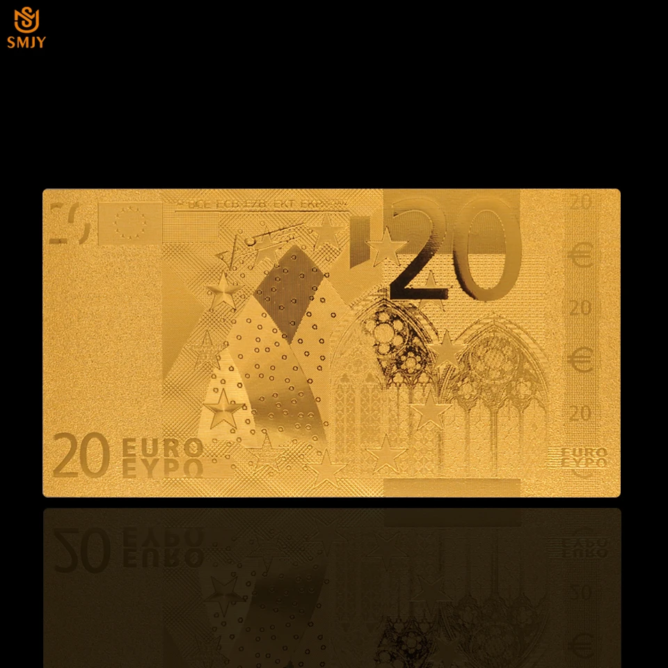 Золотая банкнота евро 20 банкноты позолоченные реплики реальные деньги для