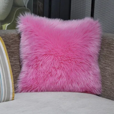PINK LeRadore новая плюшевая наволочка, мягкая, ИМИТИРОВАННАЯ шерсть, длинный пушистый чехол для дивана, наволочка 50*50 см, наволочка для дивана, домашний декор - Цвет: PINK