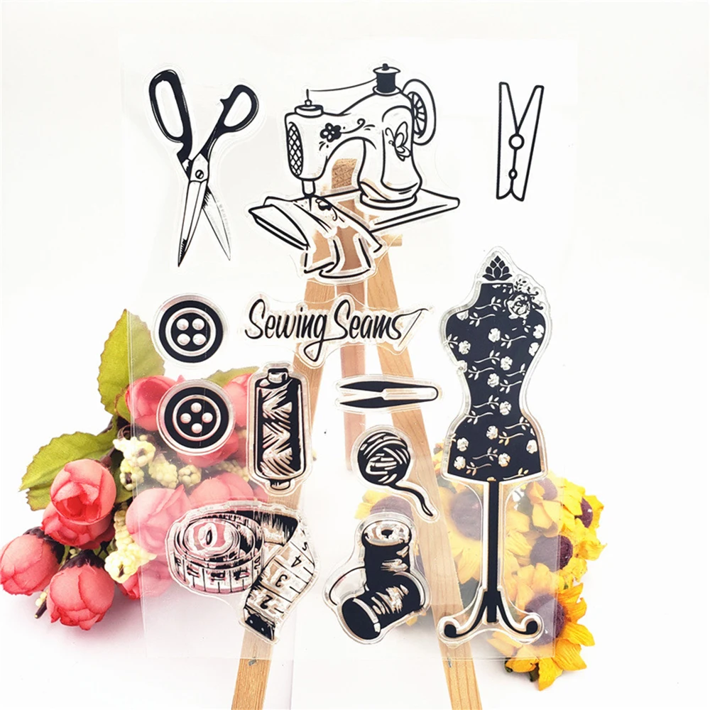 DIY швейная машина штамп Прозрачный Очистить резиновый лист цепляться