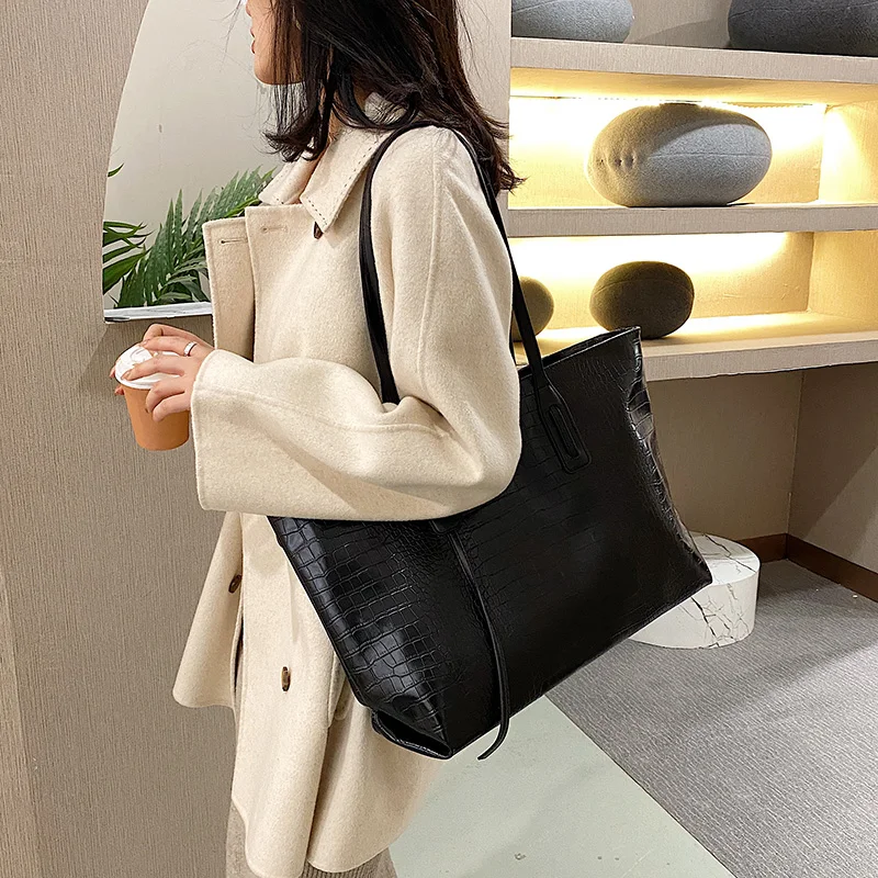 2021 luxury design big capacity women totes women handbags crocodile pattern female top handle bag women big shoulder bags free global shipping