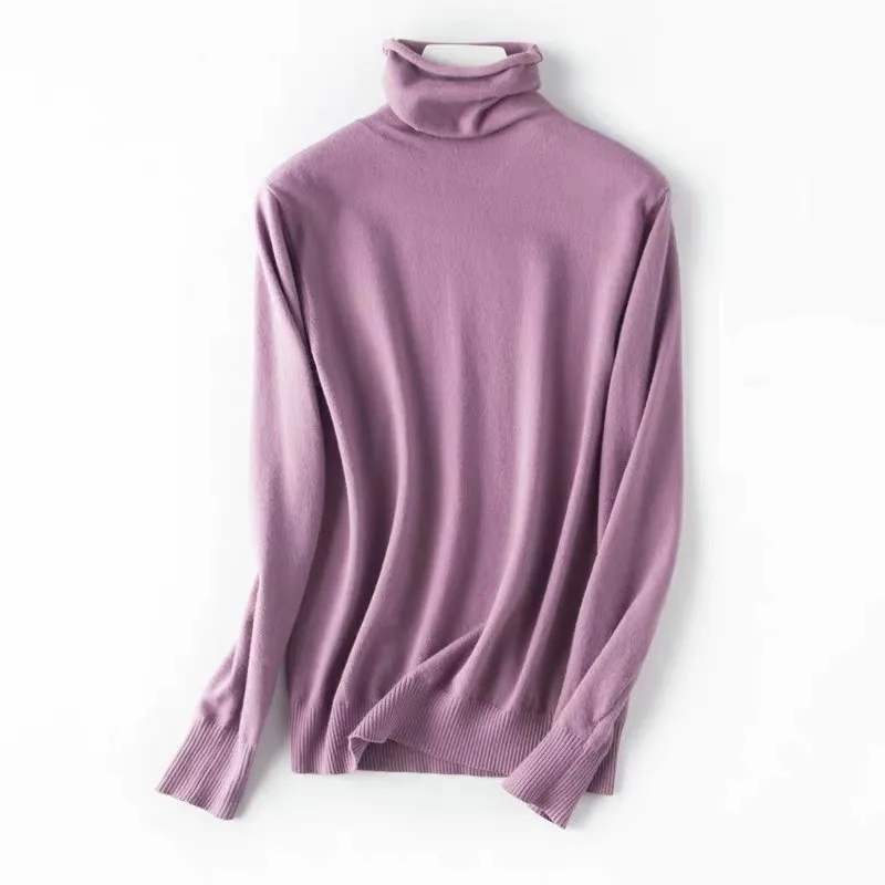 HLBCBG Autumn Winter Slim Turtleneck Sweater Women Basic Bottoming Knitwear Knitted Cotton Pullovers Femme Jumper 2021 New | Женская