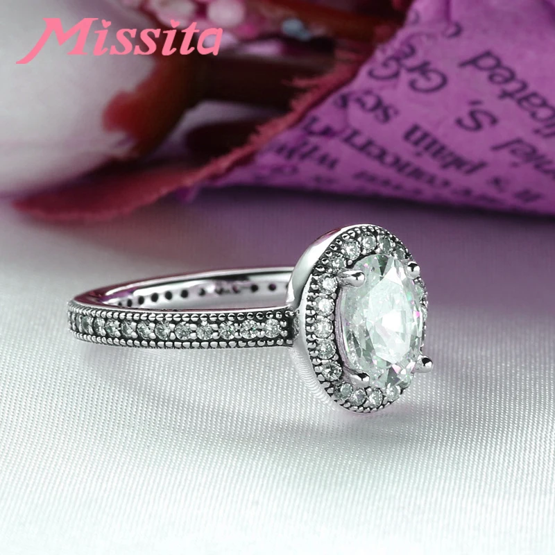 MISSITA NEW Elegant Oval AAA Zircon Finger Rings For Women Fit Wedding Anniversary Silver Color Jewelry Gift Dropshipping | Украшения и