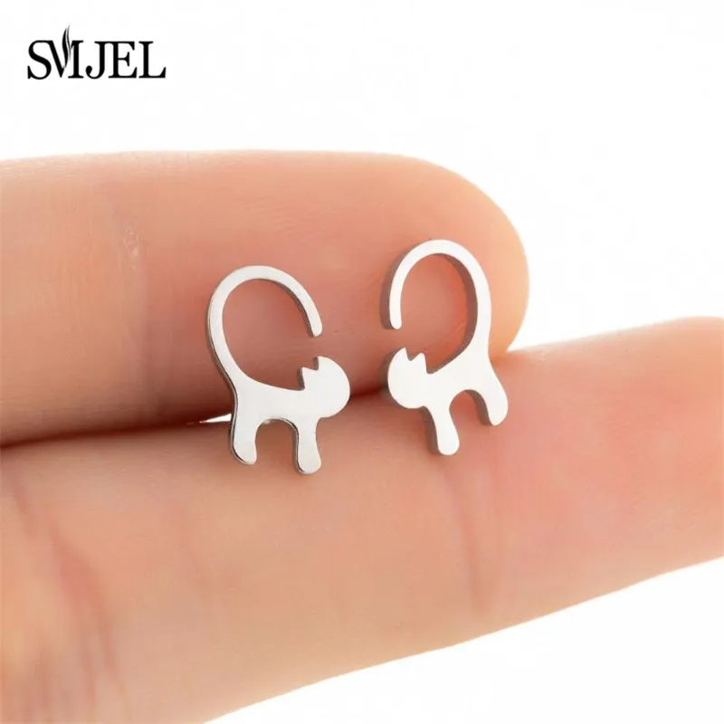 Edelstahl schöne Katze Ohrringe für Frauen Mini niedlichen Tier Kätzchen Haustier Ohr stecker Schmuck Geburtstags geschenke – Detail 7