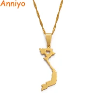 anniyo vietnam pendant necklace for womenmen gold color jewelry map of vietnam chain 005221