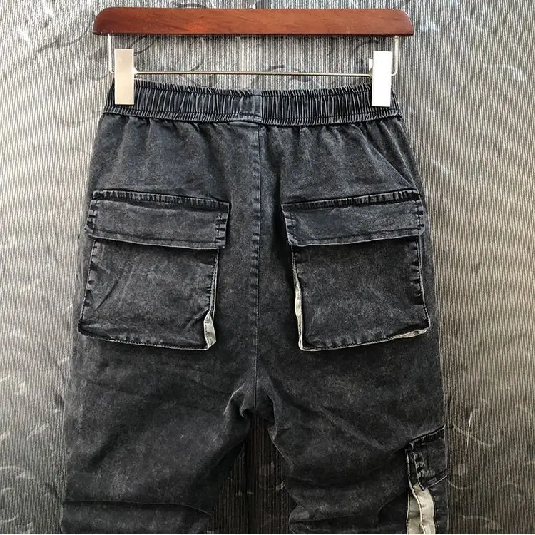 Джоггеры Idopy мужские джинсовые карманы карго много карманов облегающие джоггеры