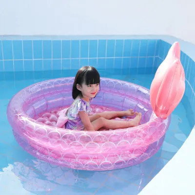 Piscine Gonflable Pour Enfants Piscine Sirene Ronde Rose Flottante Coussin D Air Baignoire Boule D Ocean