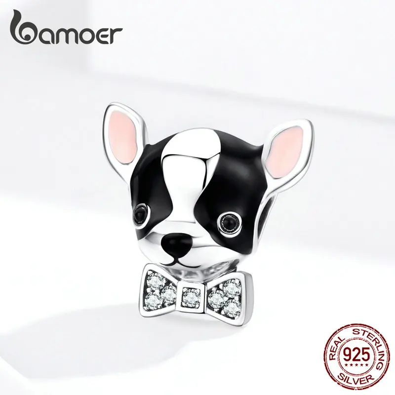 Bamoer, эмаль, чихуахуа, собака, шарм, серебро, 925,, подходит для браслета и браслета, 925 пробы, серебряные ювелирные изделия,, Femme SCC1310