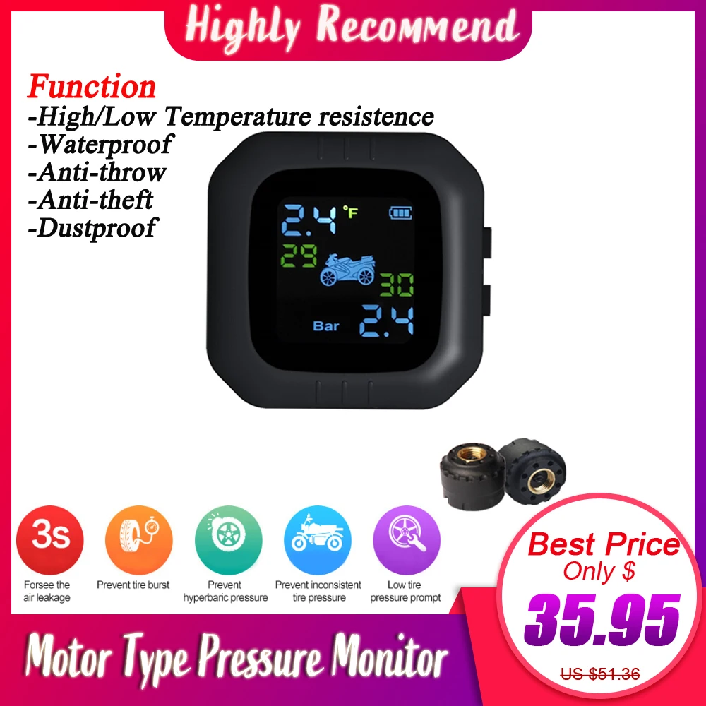 Система контроля давления в шинах мотоцикла водонепроницаемый беспроводной