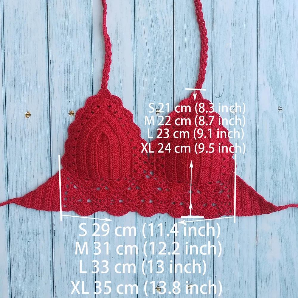 10 Colors Have Lining Womens Bikini Top Sexy Crochet Knit Separate Female Swimsuit Push Up Bra Beachwear Plus Size Bathing Suits