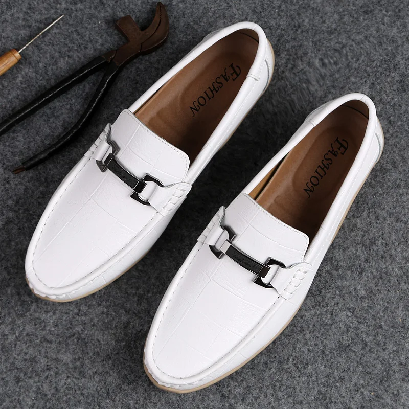 Summer Genuine Leather Casual Shoes Men Comfortable Loafers Moccasins Breathable Slip on Luxury Brand Mens Flats Driving | Обувь