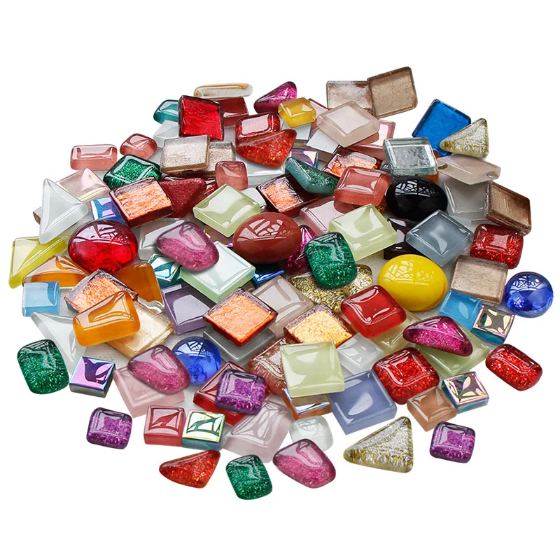 

250g/pack Crystal Glass Mosaic Tile Irregular Shape DIY Hobbies for Kids Glitter Shiny Mixed Mosaic Stone Handmade Art Materials