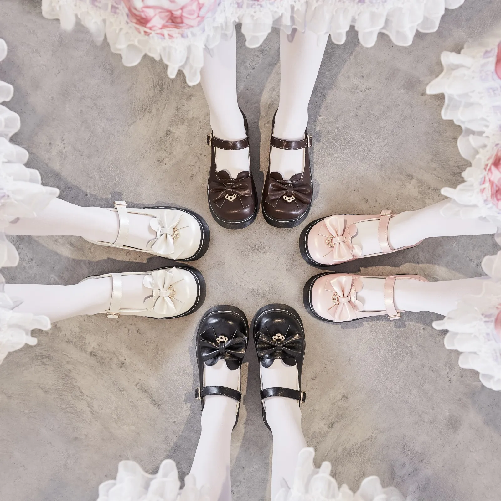 

NOSSICA Woman Lolita Shoes Platform Mary Janes Bow Sandals Shoes Girls High Heel Ladies Party Pumps Female Cosplay PU Leather