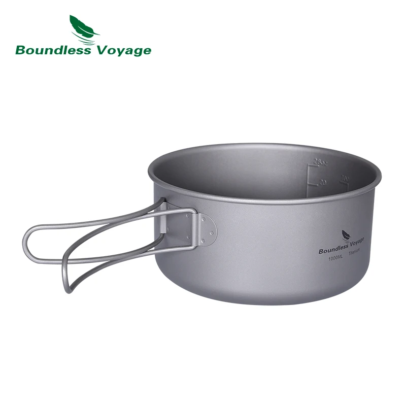 Набор титановых кастрюль Boundless Voyage Outdoor с складными ручками Ультралегкая тарелка