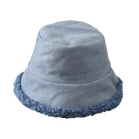 stylish sun cap solid color autumn winter double sided short brim hat bucket hat bucket hat