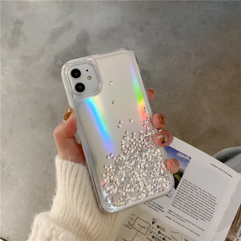 Чехол для Телефона iphone 12 11 pro max 12mini XS MAX X XR 7 8 6S 6 Plus SE2 блестящий прозрачный чехол с
