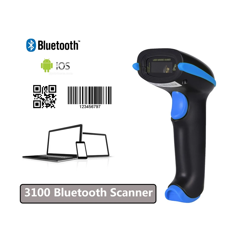 Портативный лазер сканера беспроводной Bluetooth 1D/2D QR считыватель штрих кодов с