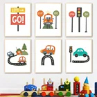 Картина на стену для грузовика, машины скорой помощи, детского транспорта, мальчика, Картина на холсте, скандинавские плакаты и принты, настенные картины для декора детской комнаты