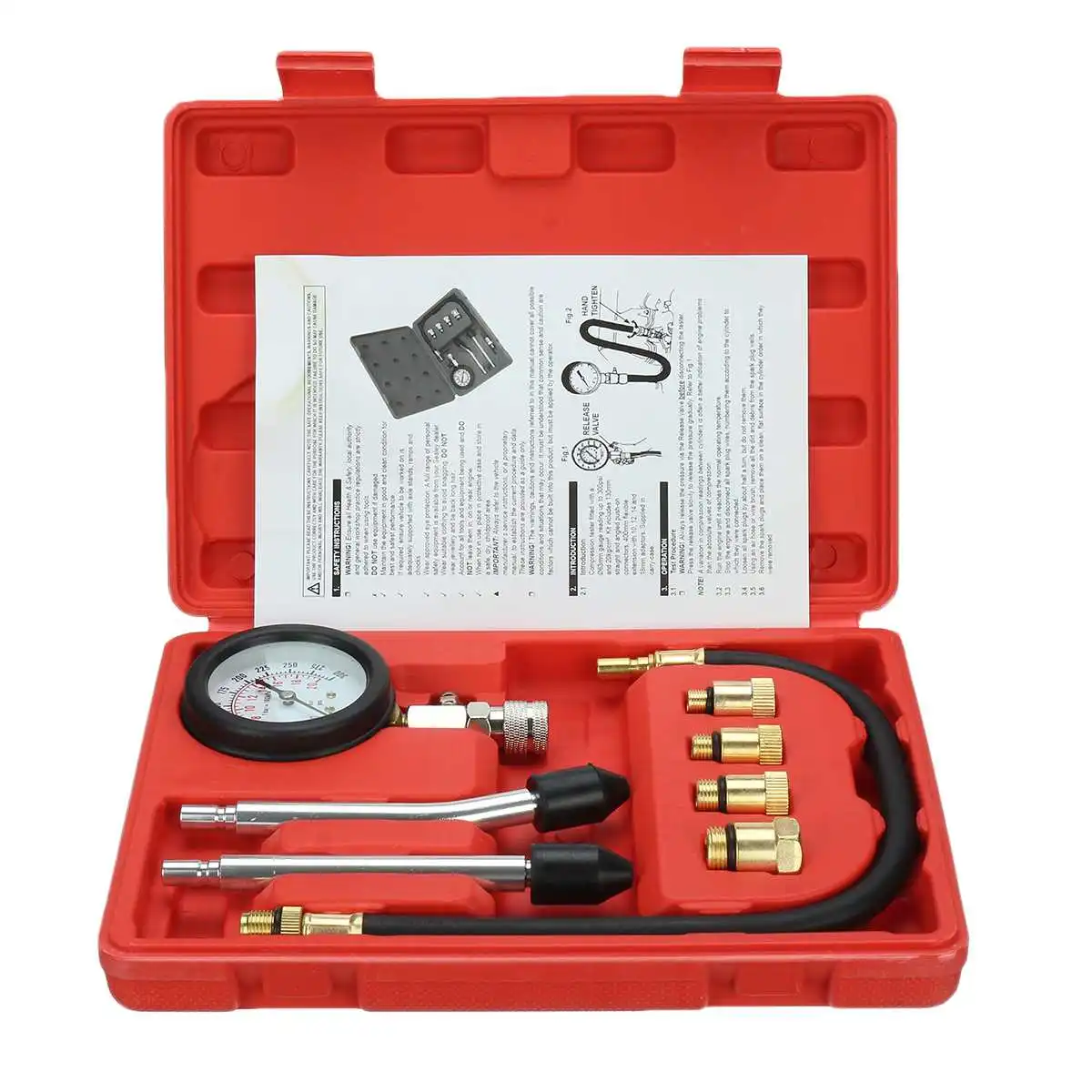 

Gasoline Engine Compression Tester Automotive Petrol Engine Compression Tester Test Kit 0-300psi Gauge Car Motorcycle Tool