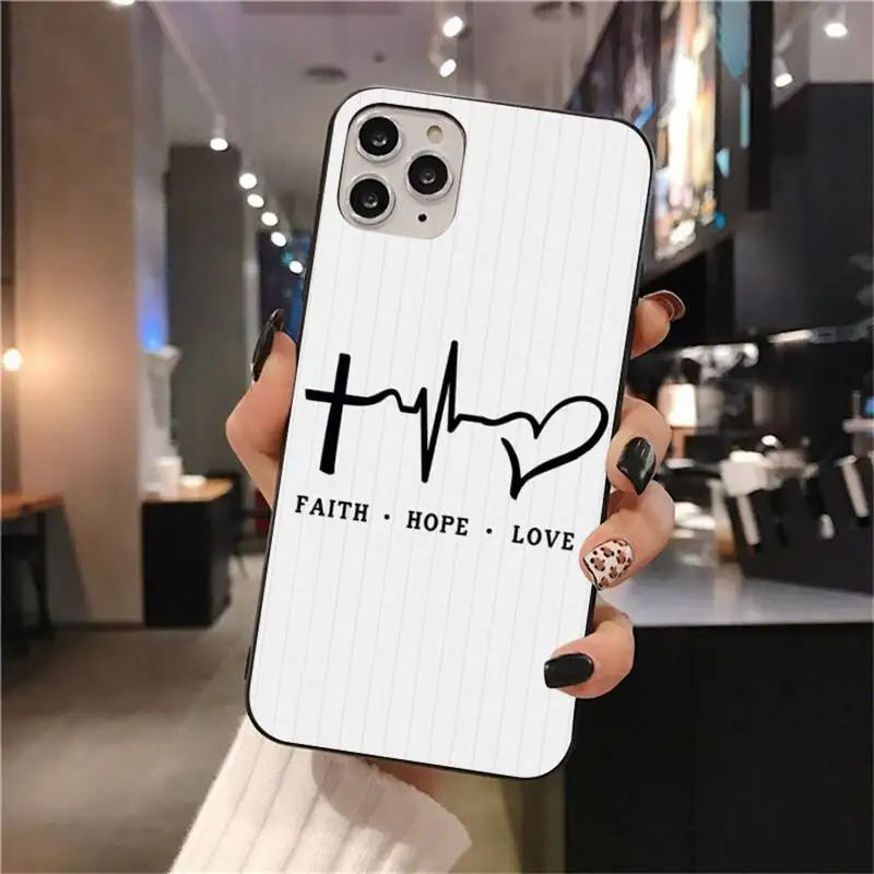 Простой чехол с надписью Love Hope Faith черный мягкий для телефона iPhone 11 pro XS MAX 8 7 6 6S Plus X