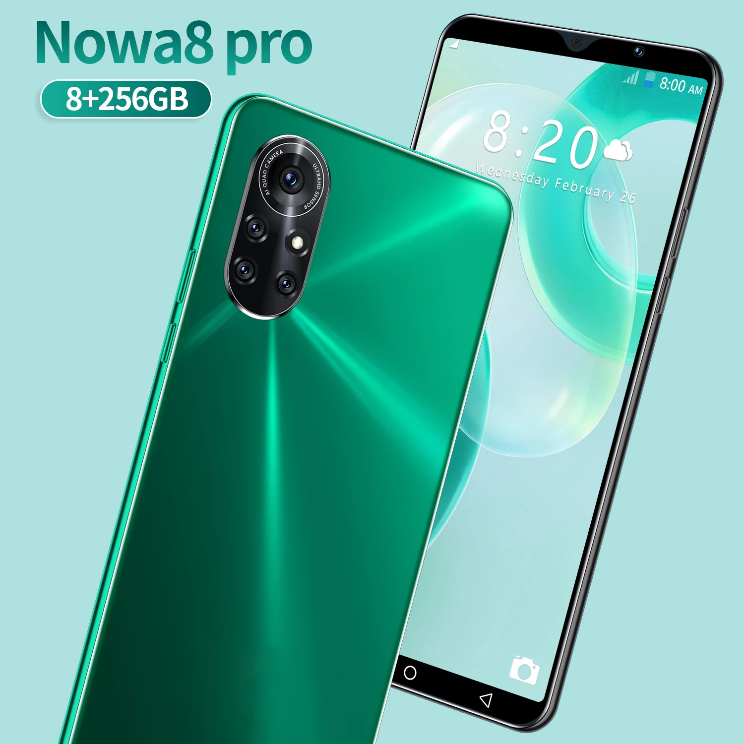 

Hot Global Version Nova8 Pro 6.0" Cellphone 8+256GB 4800mAh 16+32Mp Camera face Fingerprint Unlocked dual SIM SmartPhone Android