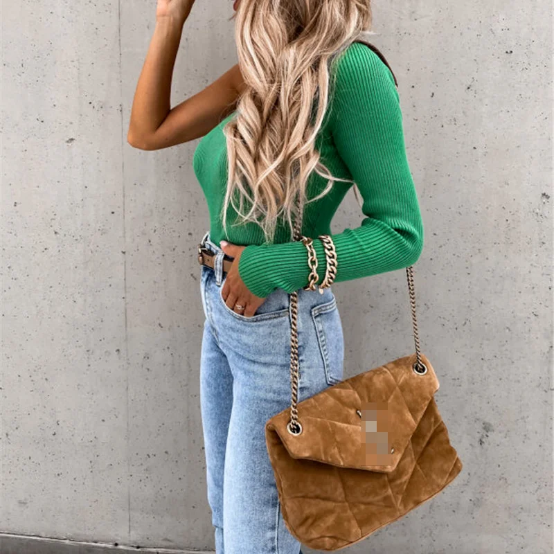 

Autumn Club Graphic T Shirts Women Sexy One Shoulder Solid Sexy Patrty Bodycon Shirt Female Green Black Knitted Top Winter G3202