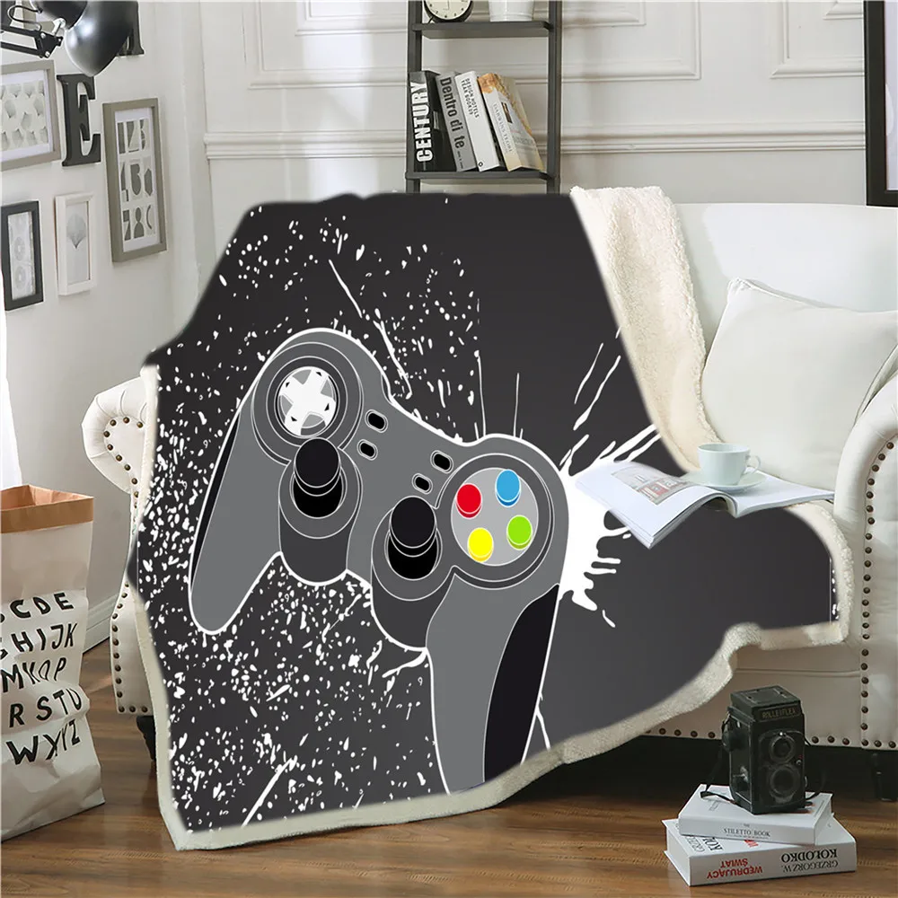 

New Game Controller Printed Thorw Blanket 3D Cartoon Children On The Sofa Quilt Cover Travel Bedding Wool Blankets 150cm For Bed