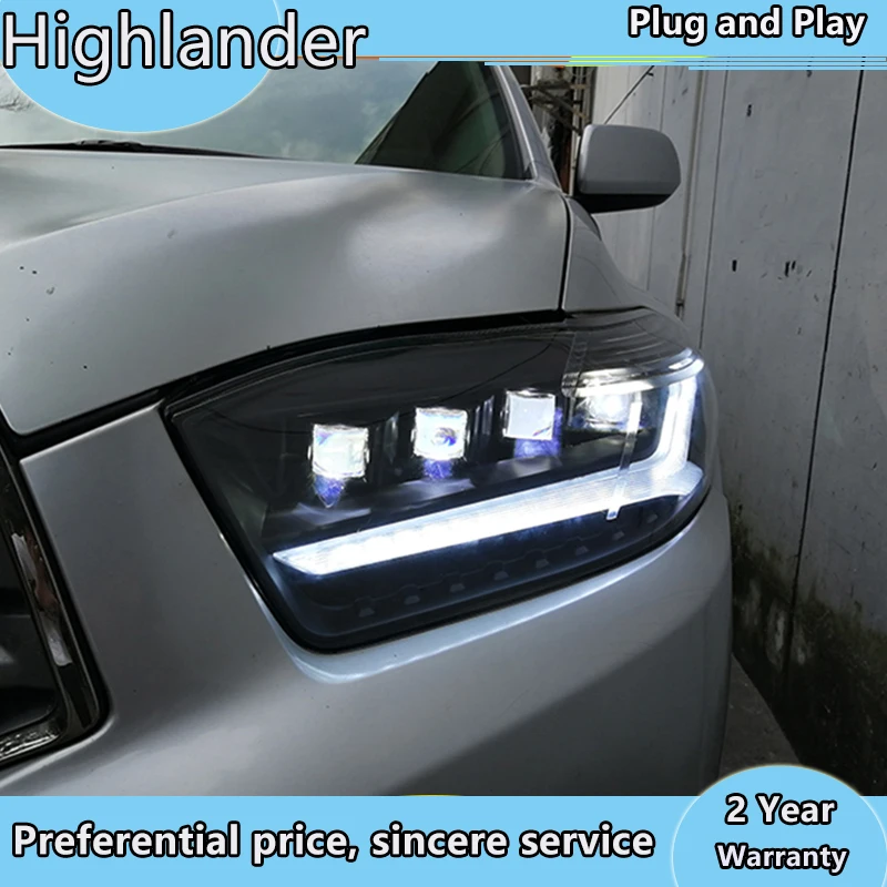 Автомобильный Стайлинг головная лампа для Toyota Highlander 2009 2011 фара светодиодный DRL