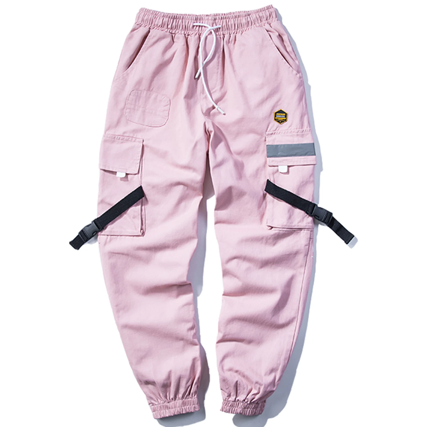 Брюки-карго мужские составного кроя с множеством карманов и лентами