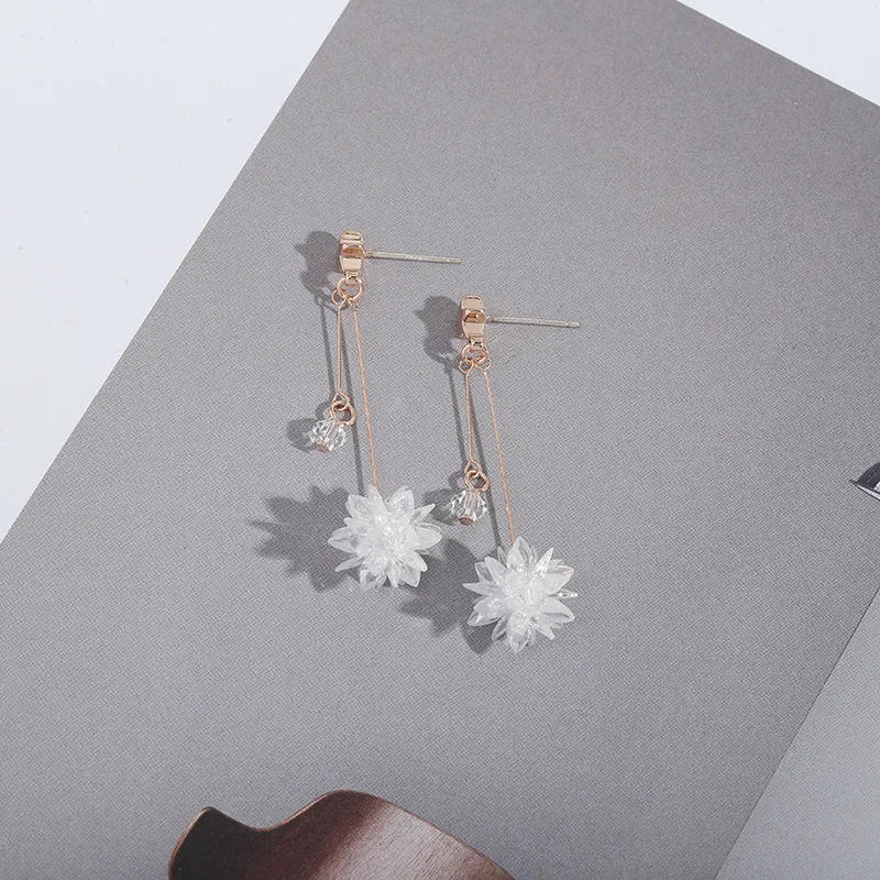 

SNCSDK 2020 New ice flower Women's Stud earrings fresh long temperament popular Women earrings fashion jewelry
