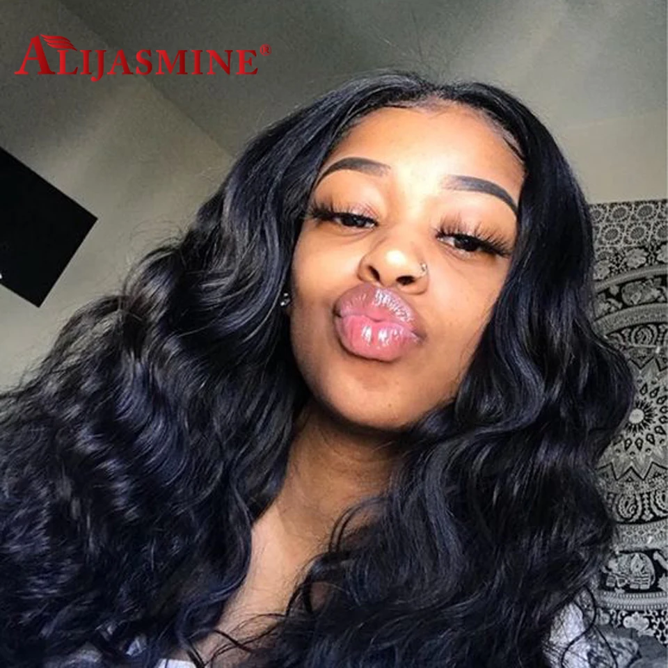 Объемная волна 360 фронтальные человеческие волосы парик перуанский Remy 130 150 180