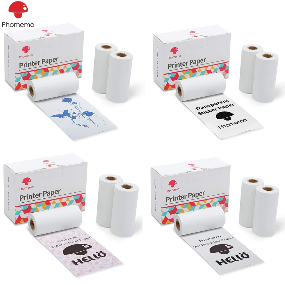 Thermal Paper Phomemo Printable Sticker Self Adhesive Photo Rolls for M02/M02S/M02Pro Mini Protable Printer | Канцтовары для офиса
