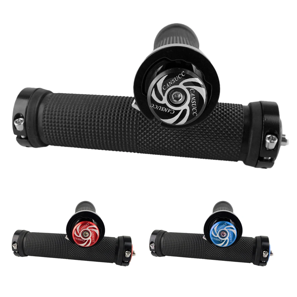 

1 Pair Bike Handlebar Grips, Aluminum Lock - Bicycle Rubber Handlebar Grips with Handlebar End Plugs Bar End Caps