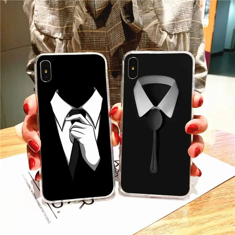 Чехол для телефона Hitman в виде галстука для Iphone 7 8 Plus X Xs Max Xr 11 12 13 Mini Pro SE2 с прозрачным мягким покрытием.
