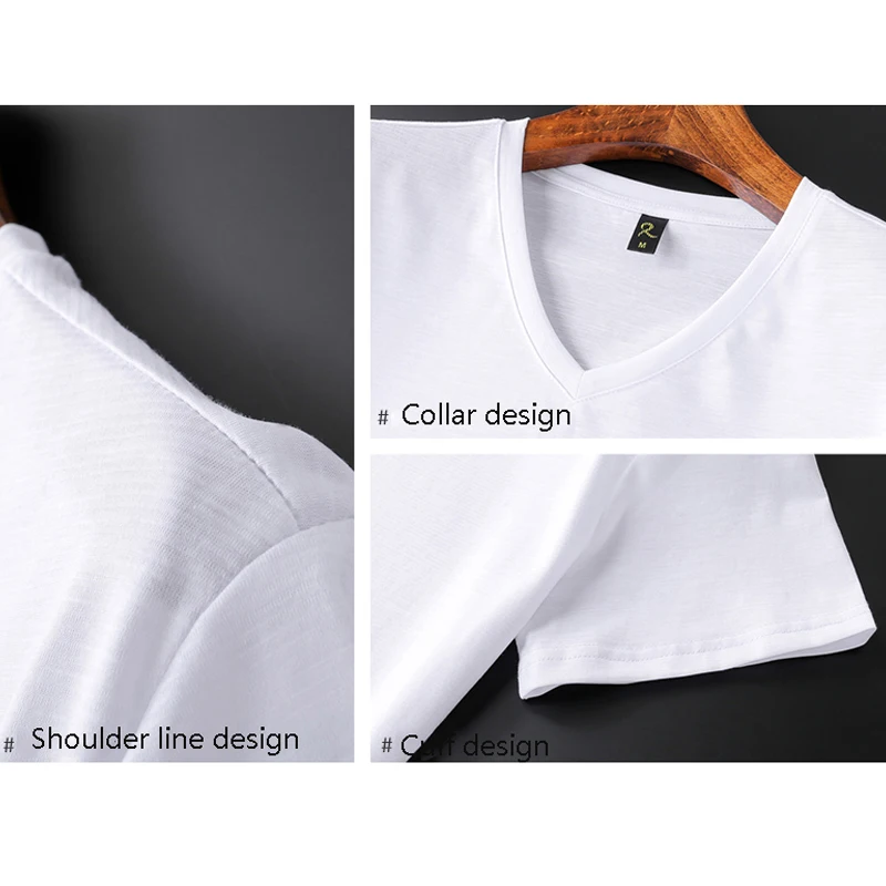 Гладкая Мужская футболка с коротким рукавом из мерсеризованного хлопка