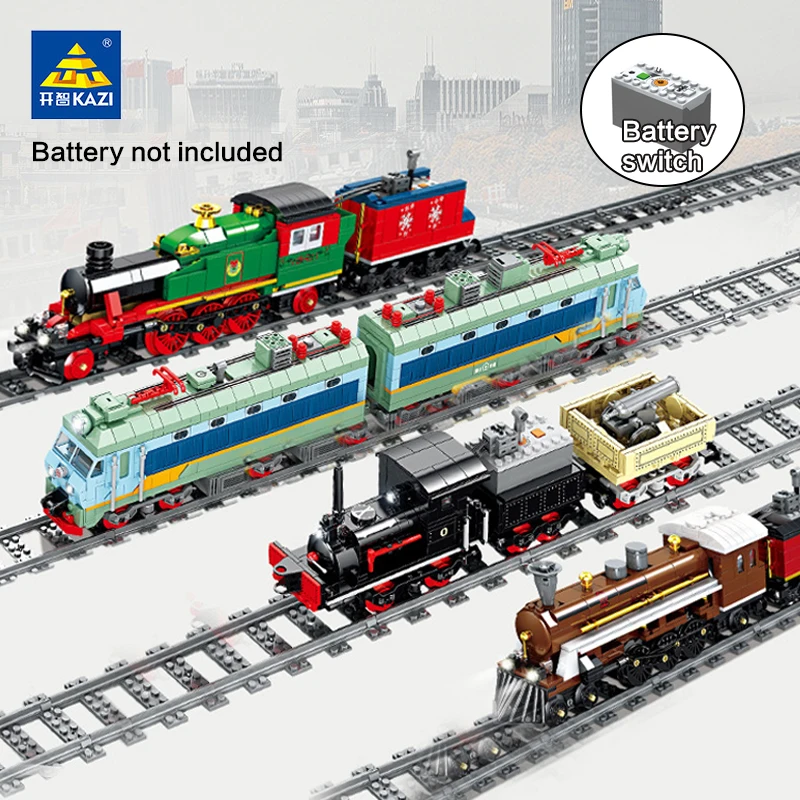 

Классический конструктор KAZI City, серия электрических железнодорожных поездов, зимняя Рождественская сельская ферма, паровой поезд, «сделай ...