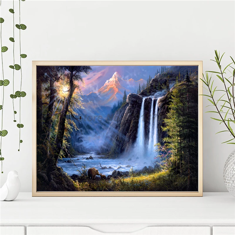 

Красивый лес водопад пейзаж холст печать картина модульные картины для гостиной постер на стену украшение для дома