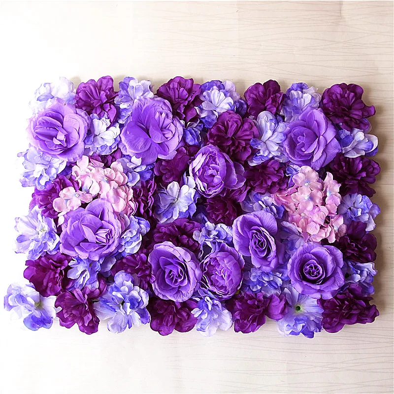 Купи 60x40cm Silk Rose Artificial Flowers Wall Panels DIY Wedding Decoration Simulation Flowers Purple Romantic Backdrop Decor за 357 рублей в магазине AliExpress