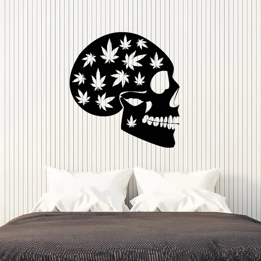 Пеньковая Наклейка на стену кленовый лист хиппи Череп классная спальня для